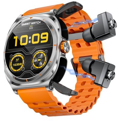 TWS Smart Watch Langlebige PC-Material aus Legierung IP67 Wasserdicht Volltouchscreen GT98