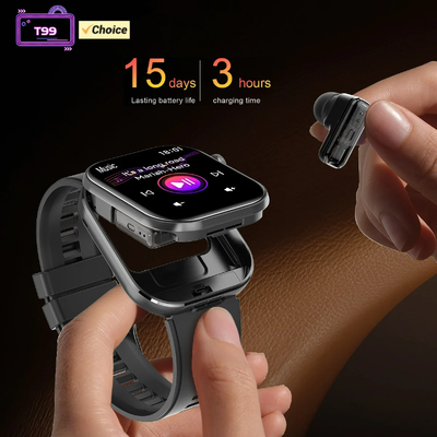 Ein guter Preis. T99 TWS Smart Watch Drahtlose Ohrhörer BT5.0 Bluetooth-Anruf IP67 Wasserdicht 300 mAh Online